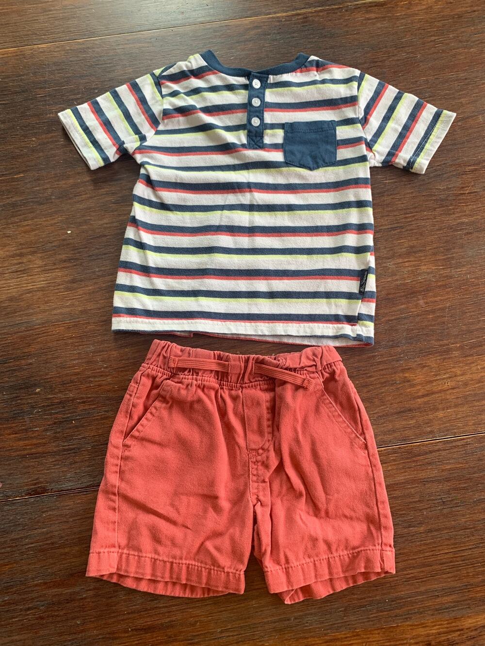 Ben Sherman Boys 2T Striped Henley and Shorts Set